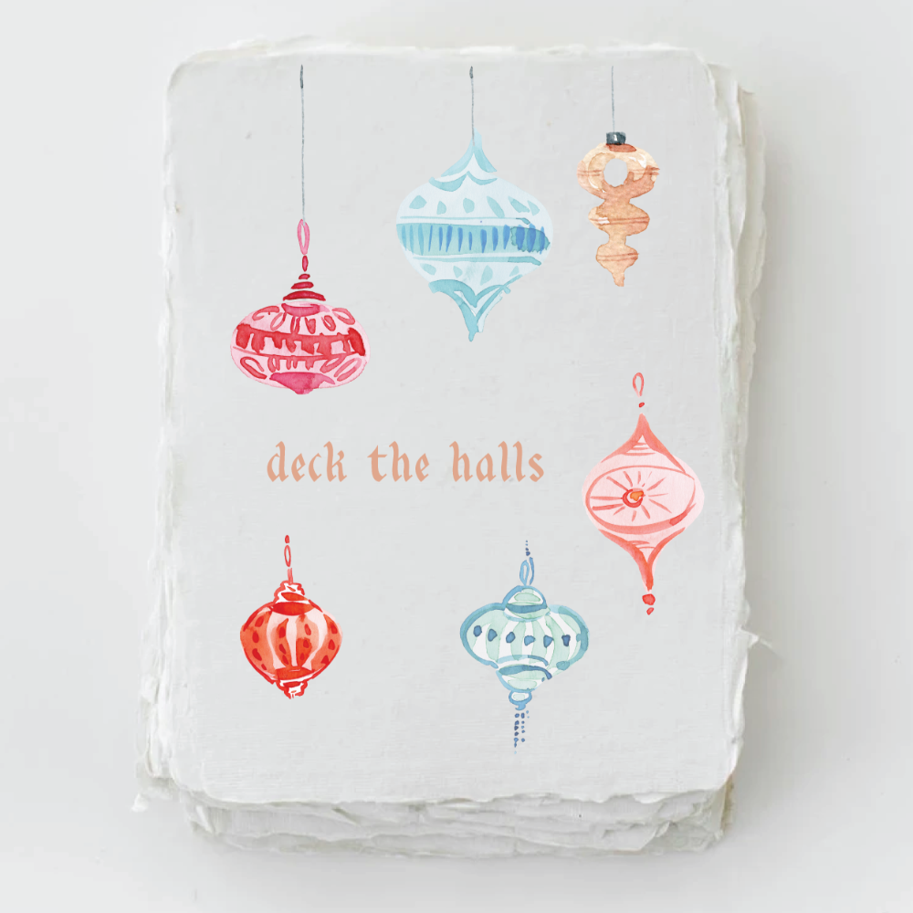 Handmade Paper "Deck the halls" Ornaments Christmas Card Box Set