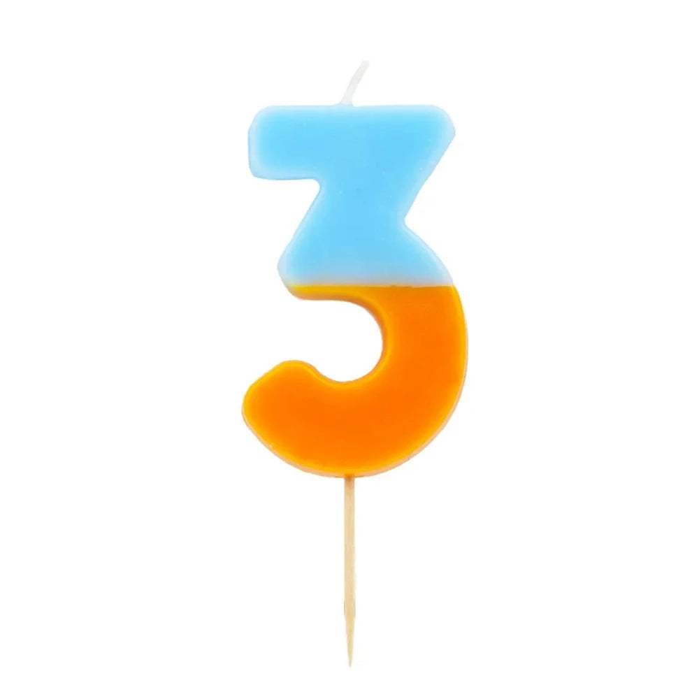 Multicolor Number Candle - Three  | Putti Celebrations Canada 