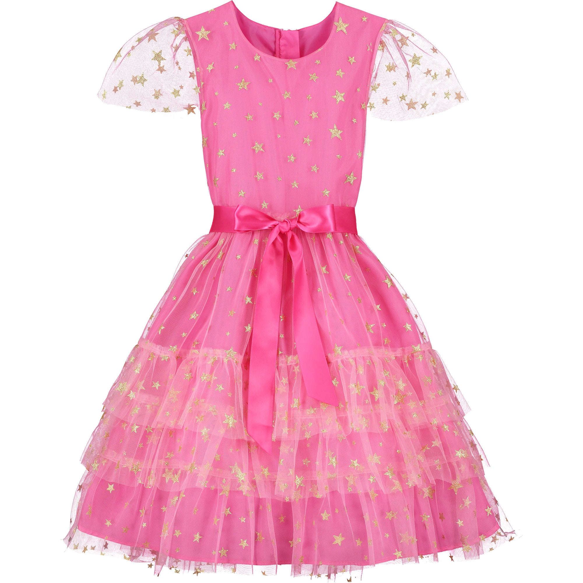 Holly Hastie Cinderella Bright Pink Star Tulle Girls Party Dress