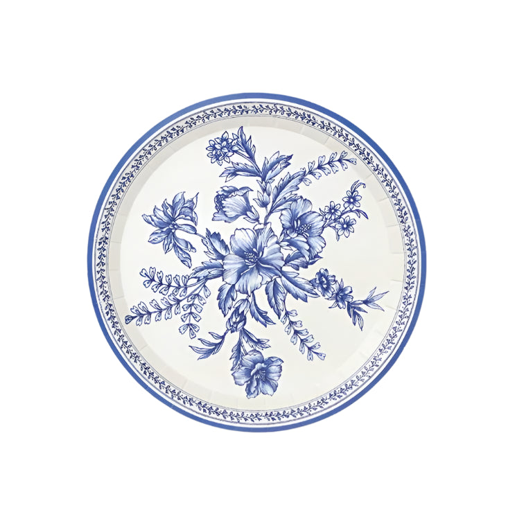 Blue and White French Toile Small Paper Party Plates | Putti Party Supplies 