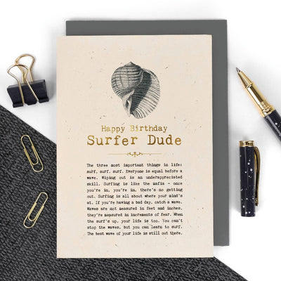 Surfer Dude Foiled Birthday Card