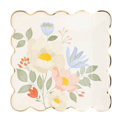 Floral Corner Square Paper Plate