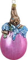 Hare in Pink Egg European Glass Ornament
