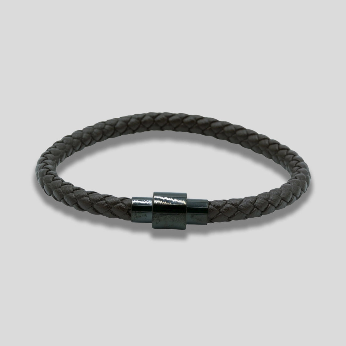 Brown Braided Leather Men's Bracelet