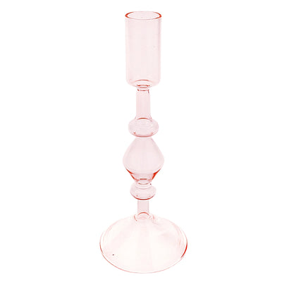 Blush Pink Glass Candle Holder  - Large | Putti Fine Furnishings Canada