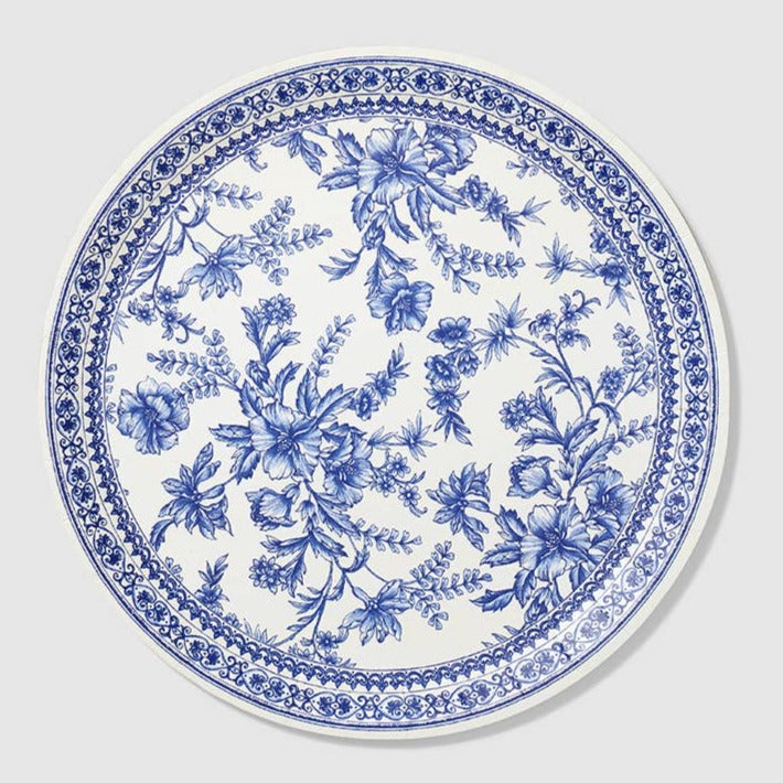 Blue and White French Toile Large Paper Party Plates | Putti Party Supplies 