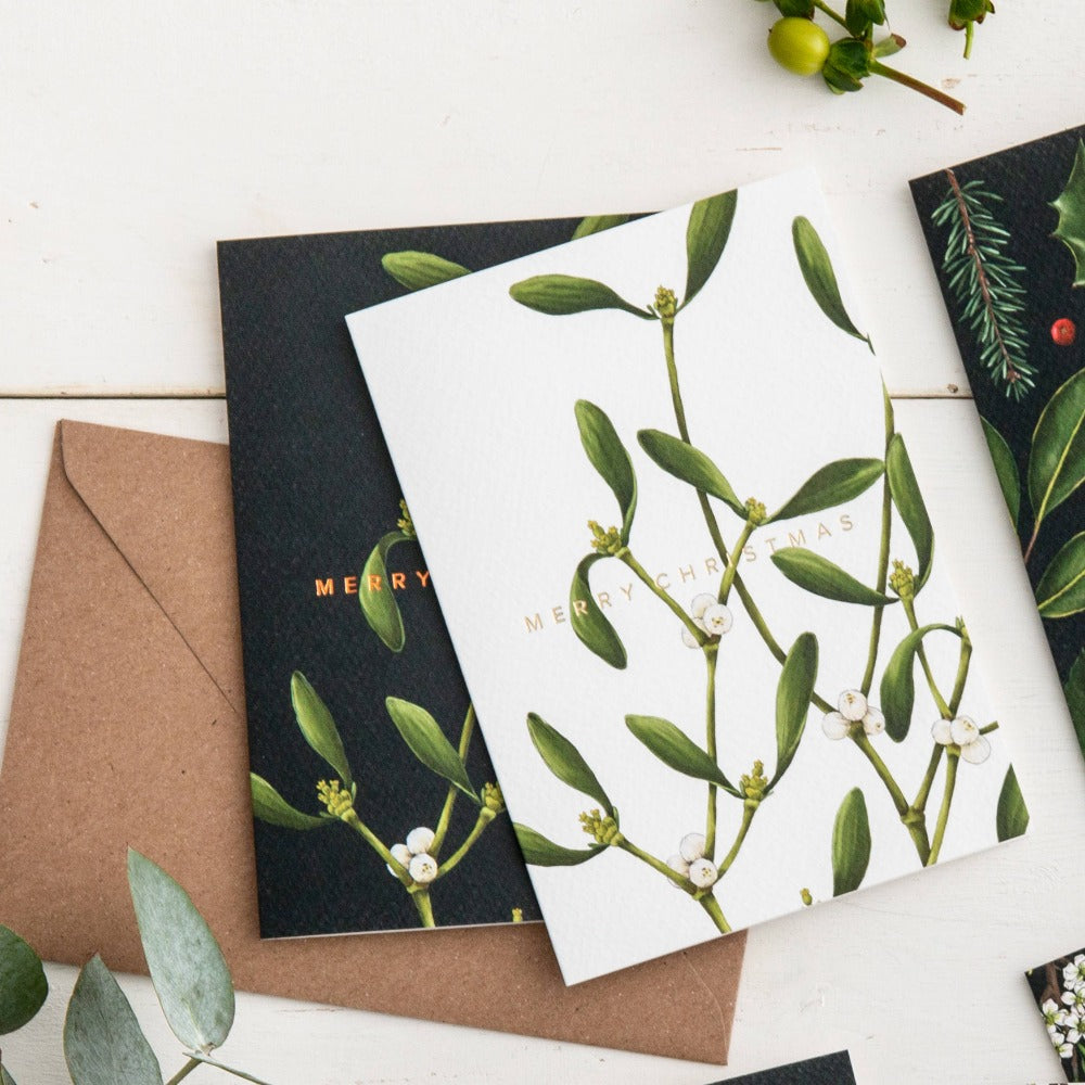 Mistletoe White Christmas Greeting Card