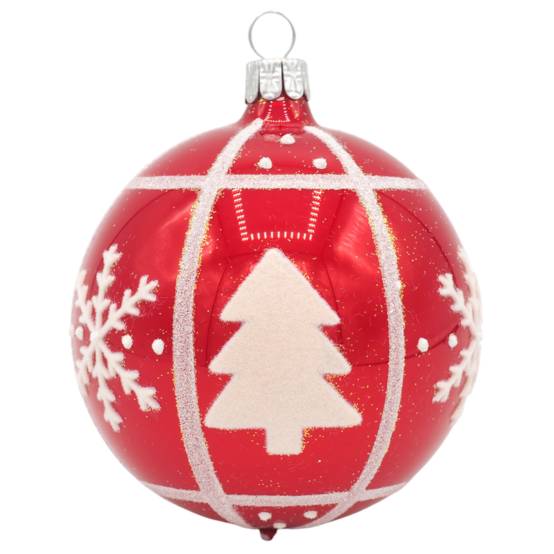 Shiny Red Swiss Glass Ball Christmas Ornament