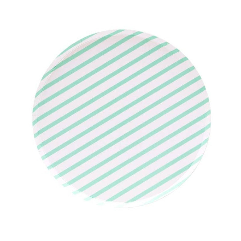 Mint Low Rim Stripe Paper Plates - Small