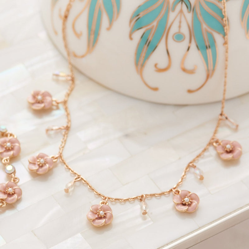 Lovett & Co. Small Rose Necklace in Pink Enamel | Putti Fine Fashions 