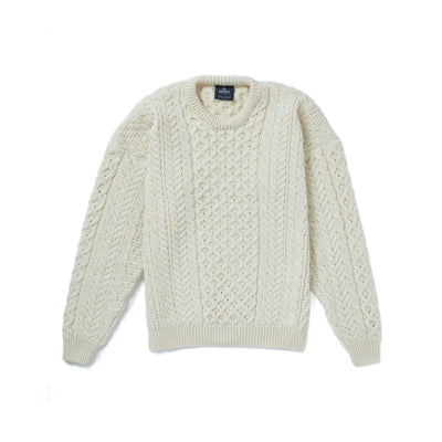 Merino Wool Aran Sweater - Cream