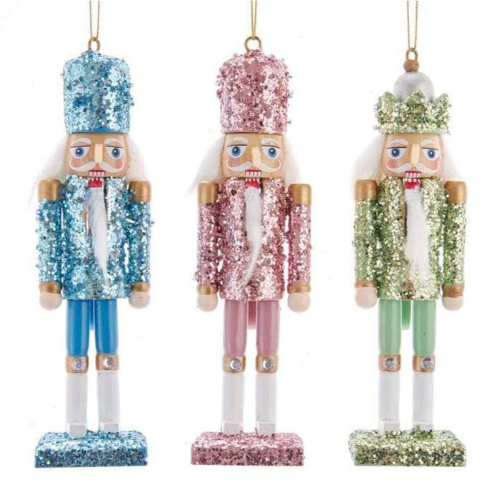 Kurt Adler Pastel Glitter Nutcracker Ornament | Putti Christmas Celebrations 