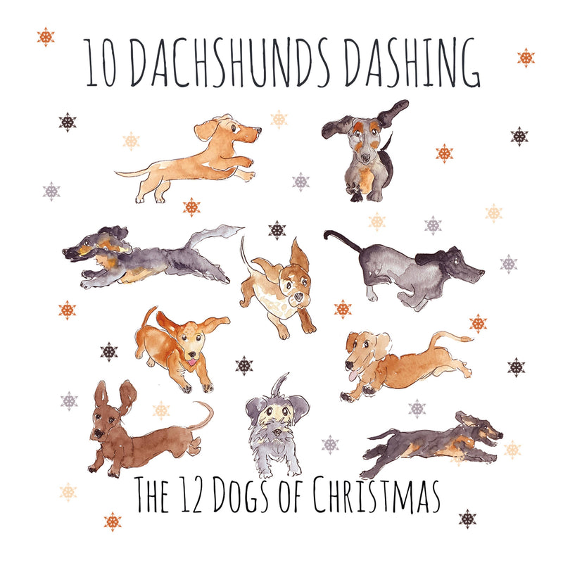 10 Dachshunds Dashing Christmas Card