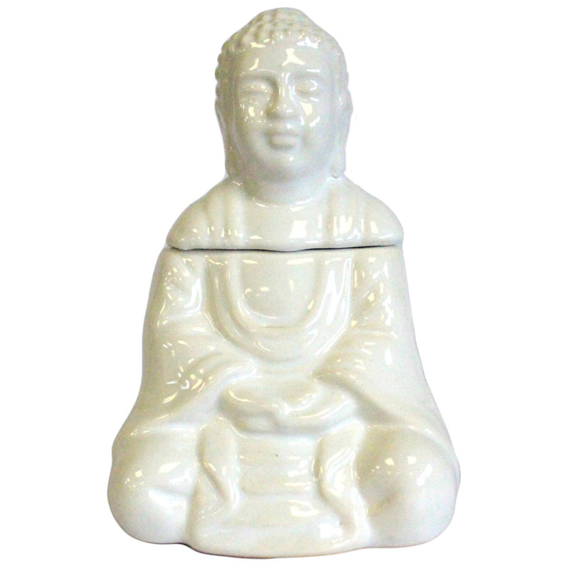 Small White Sitting Buddha Oil Burner