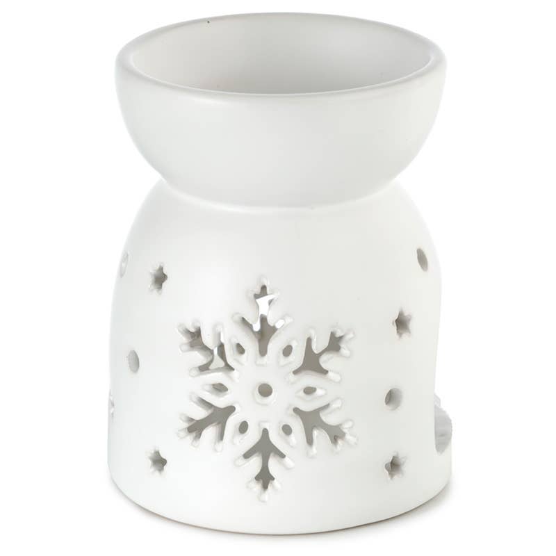 White Snowflake Cut Out Ceramic Oil & Wax Burner | Putti Fine Furnishings 
