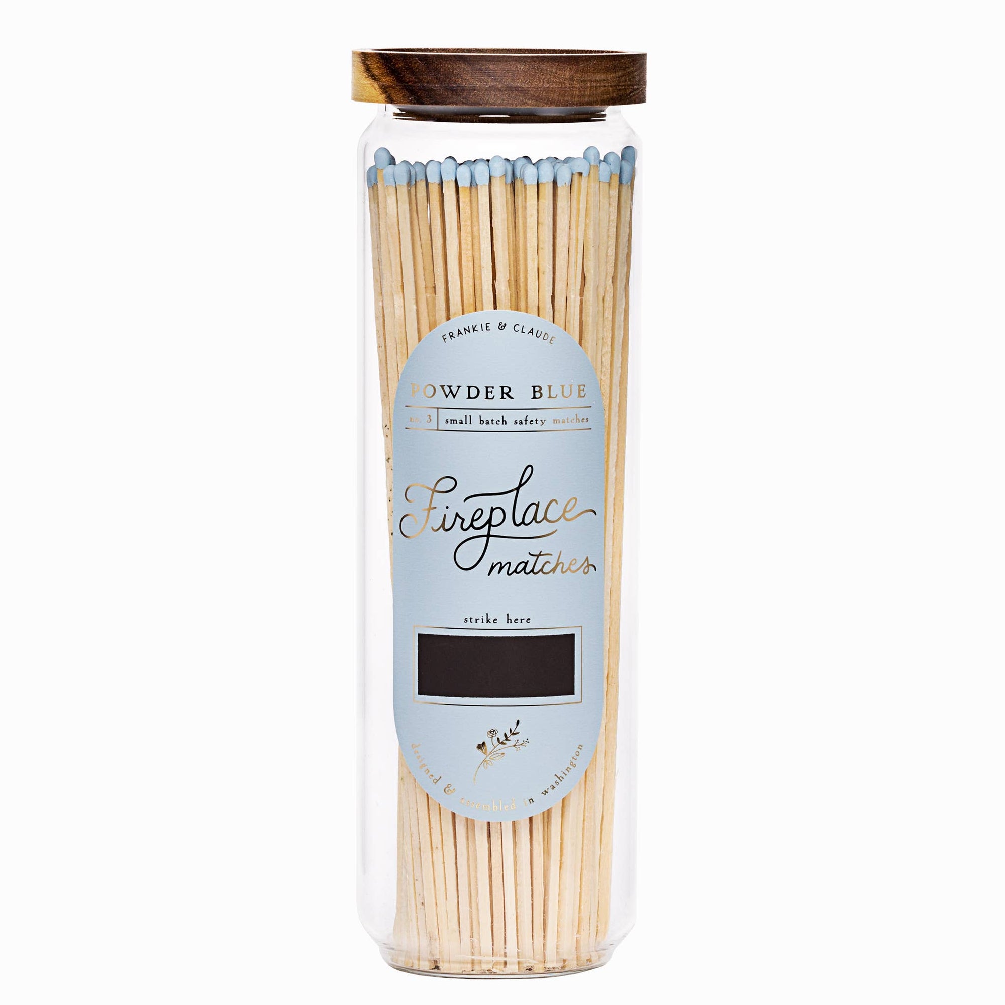 Fancy Matches Powder Blue Fireplace Match Jar