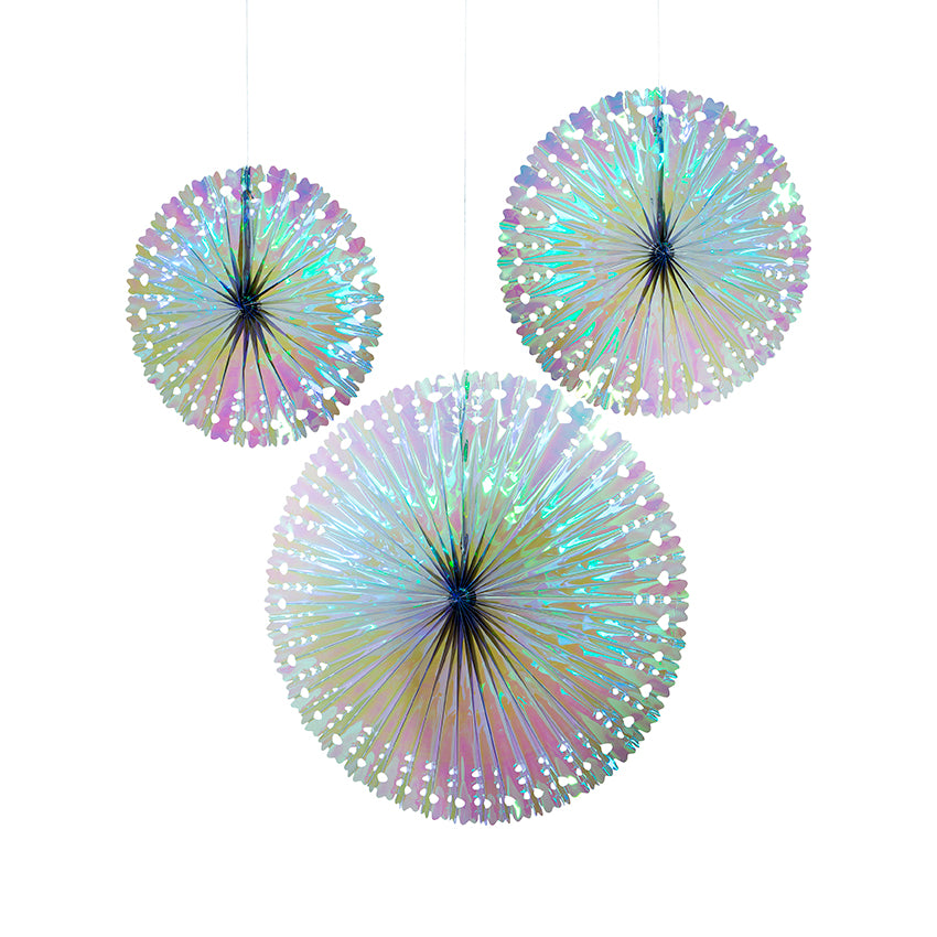 Decedant Decs Iridescent Fan Decorations, TT-Talking Tables, Putti Fine Furnishings