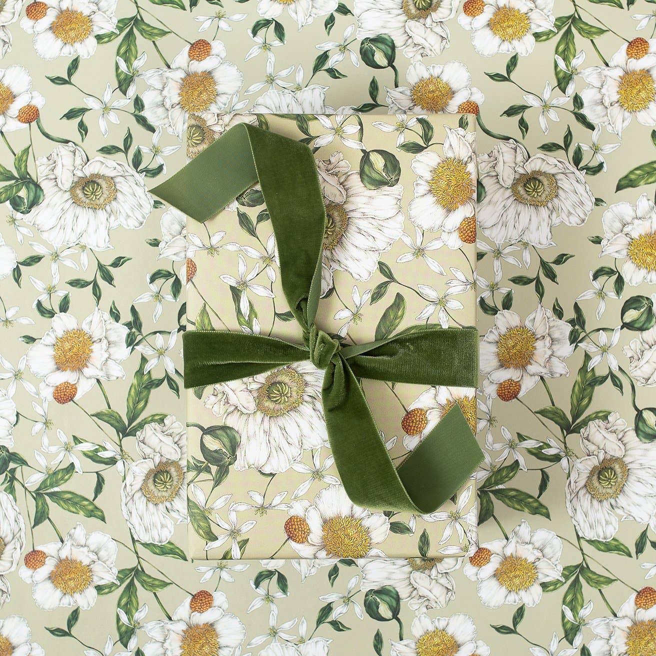 Spring Blossom Green Gift Wrap