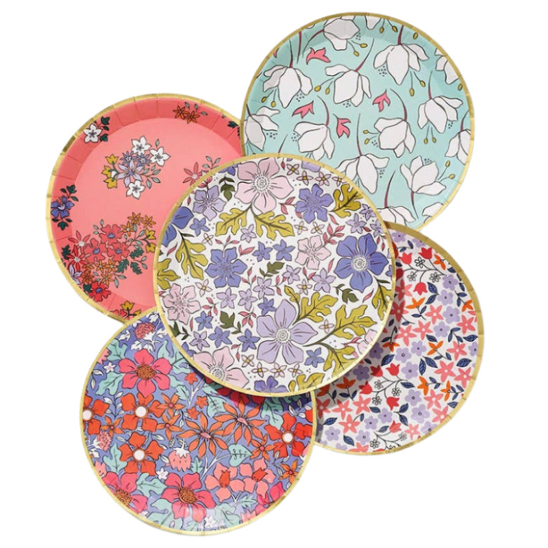 In Full Bloom Small Paper Party Plates | Putti Party Supplies 