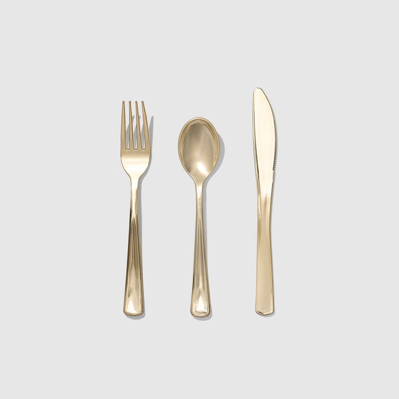 Metallic Gold Disposable Cutlery