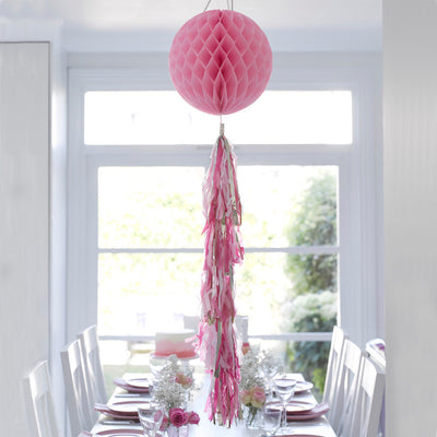 Decadent Decs Honeycomb Tasseled Decoration - Pink -  Decorations - Talking Tables - Putti Fine Furnishings Toronto Canada - 3