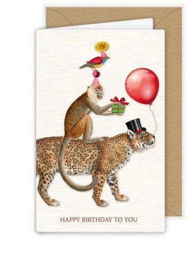 "Happy Birthday To You" Monkey on Leopard Greeting Card