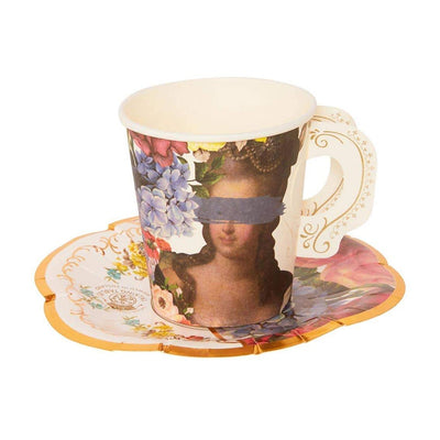 Floral Teacup & Saucer Set - 12 Pack