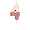 Rose Gold Glitter Number Candle - Four