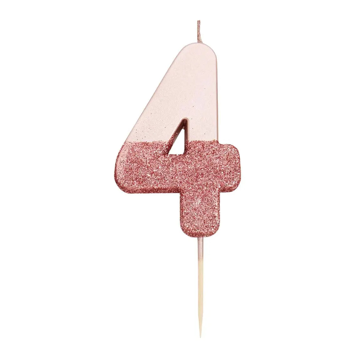 Rose Gold Glitter Number Candle - Four