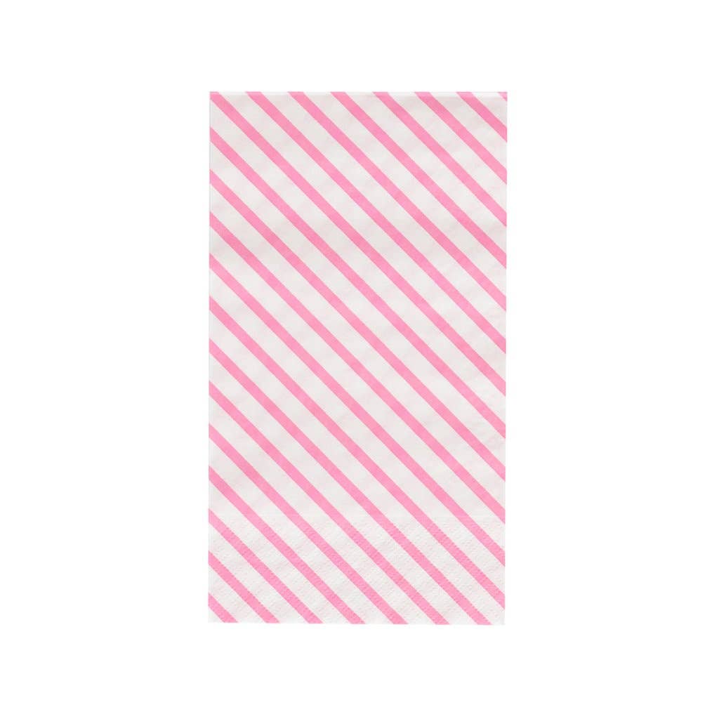 Hot Pink Striped Buffet Guest Paper Napkins