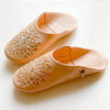 Moroccan Leather Babouche  Slipper with Beads - Almond