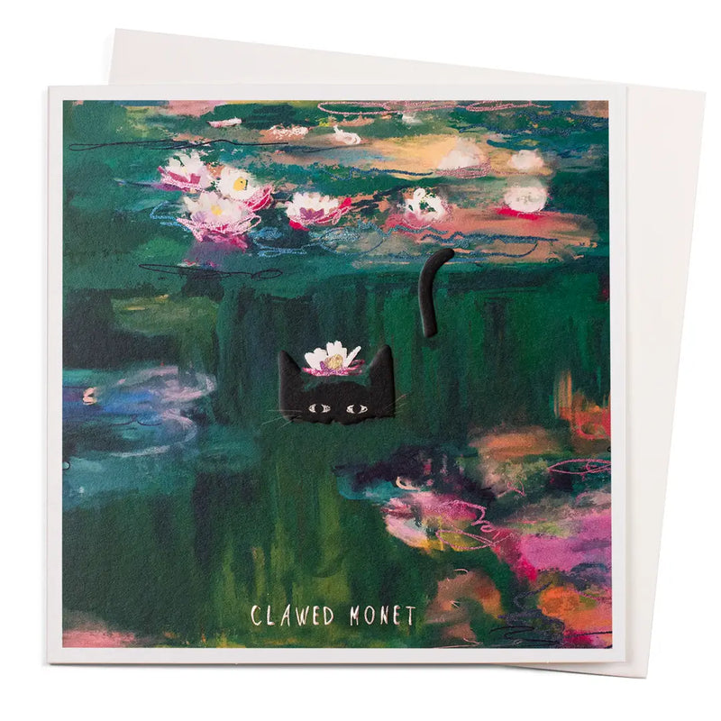 "Clawed Monet" Cat in Water Lilies Claude Monet Greeting Card