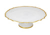 White Alabaster Cake Stand With Gold Trim | Putti Fine Furnishings