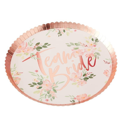 "Team Bride" Floral Paper Plates