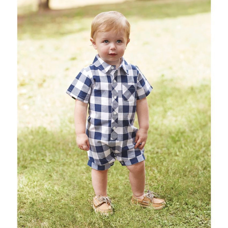  Mud Pie Buffalo Check Romper, MP-Mud Pie, Putti Fine Furnishings