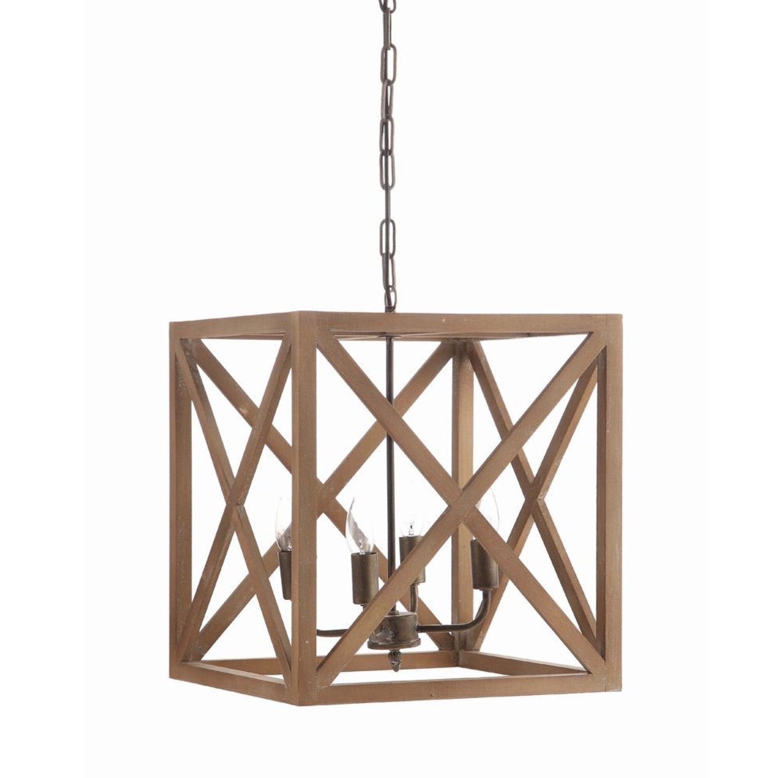  Metal and Wood Square Light Fixture, CCO-Creative Co-op - Design Home, Putti Fine Furnishings