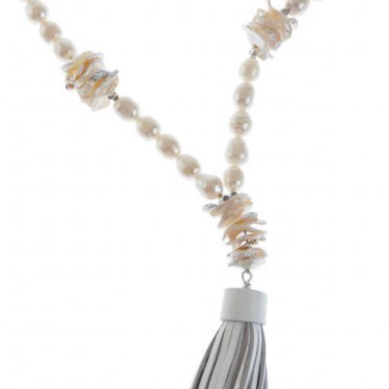 Pranella Blossom Pearl Tassel Necklace