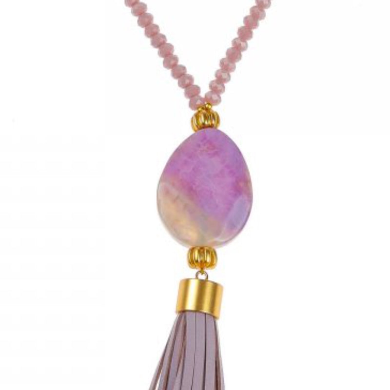 Pranella Annora Crystal Tassel Necklace