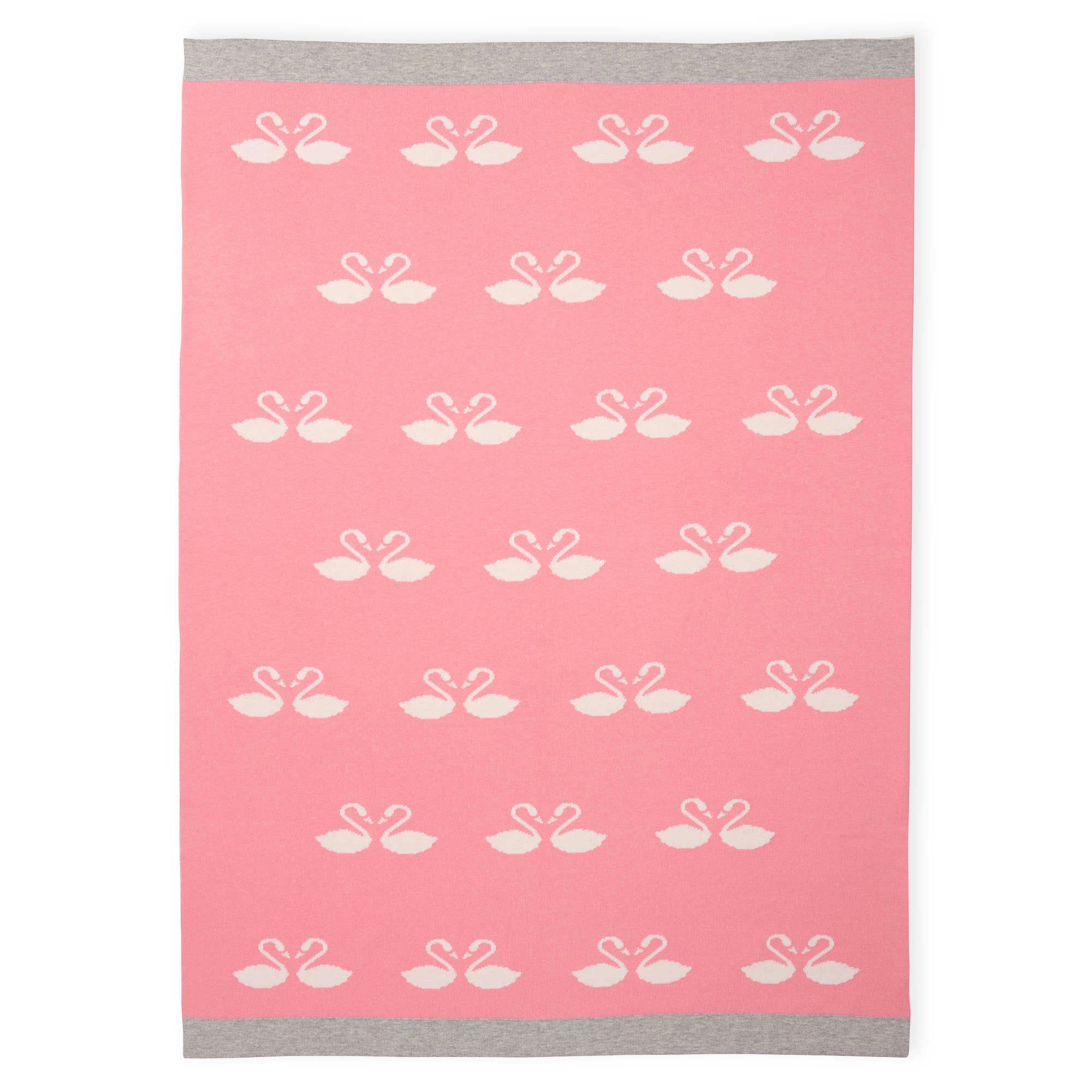 Elegant Baby Swan Knit Pink Baby Blanket - Le Petite Putti Canada