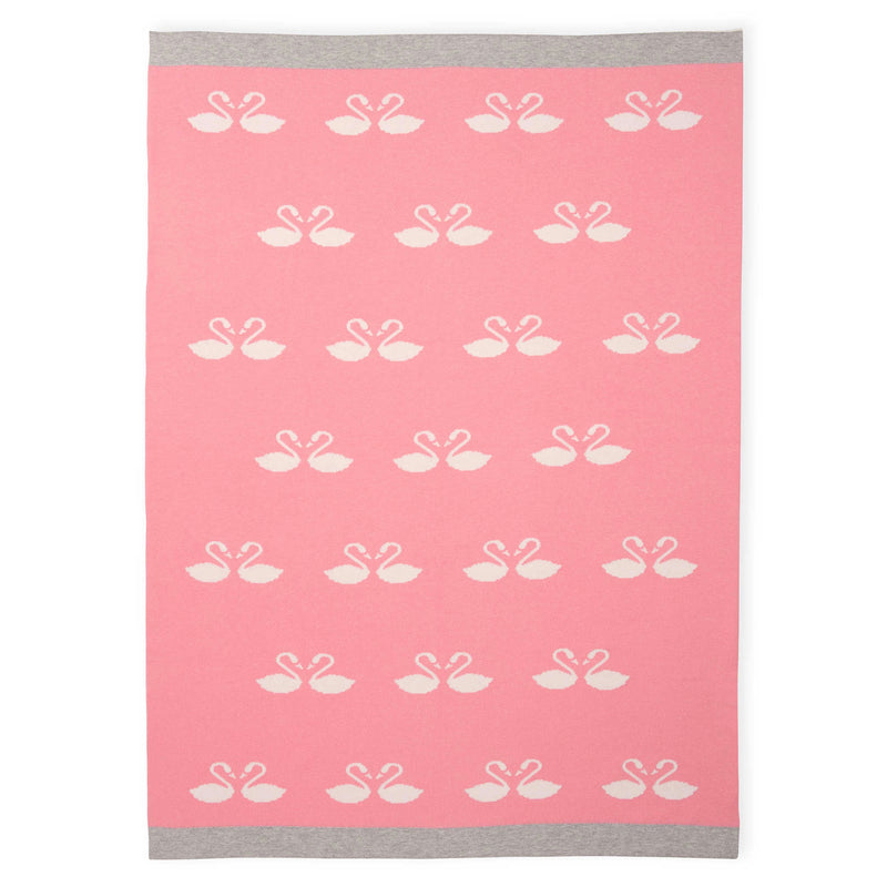 Elegant Baby Swan Knit Pink Baby Blanket - Le Petite Putti Canada