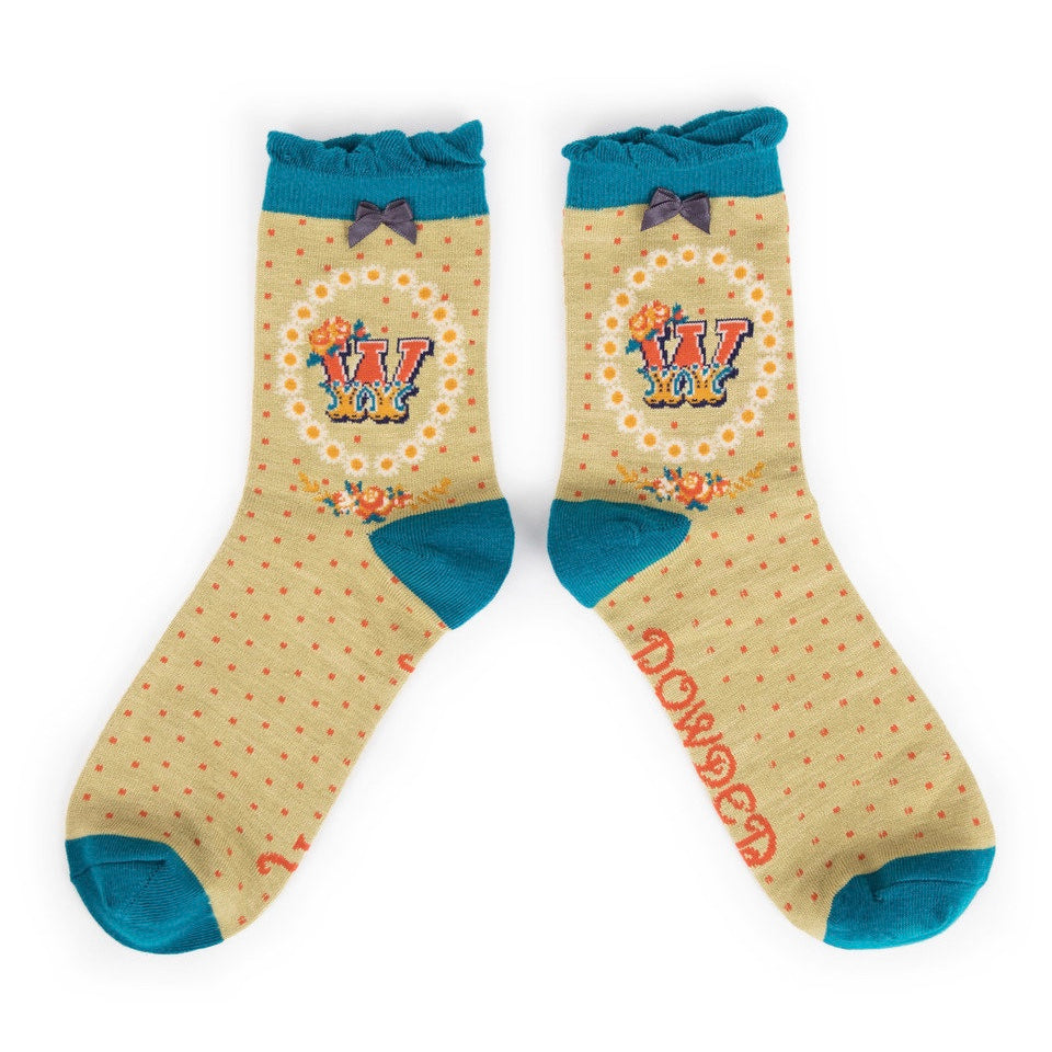 Powder "A to Z" Monogrammed Ankle Socks - W - Putti Fine Fashions Canada