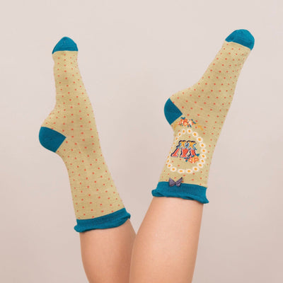 Powder "A to Z" Monogrammed Ankle Socks - W - Putti Fine Fashions Canada