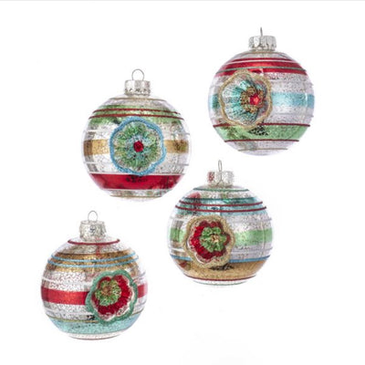 Kurt Adler Early Years Glass Reflector Ball Ornaments - 100mm