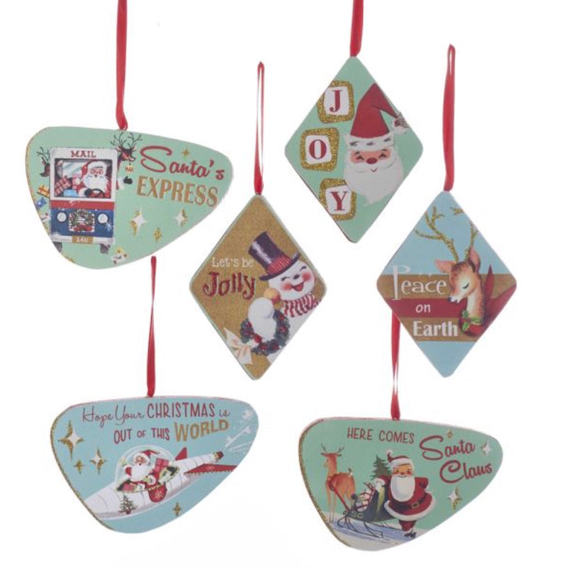 Kurt Adler Wooden Glittered Christmas Sign Ornaments - Putti Christmas 