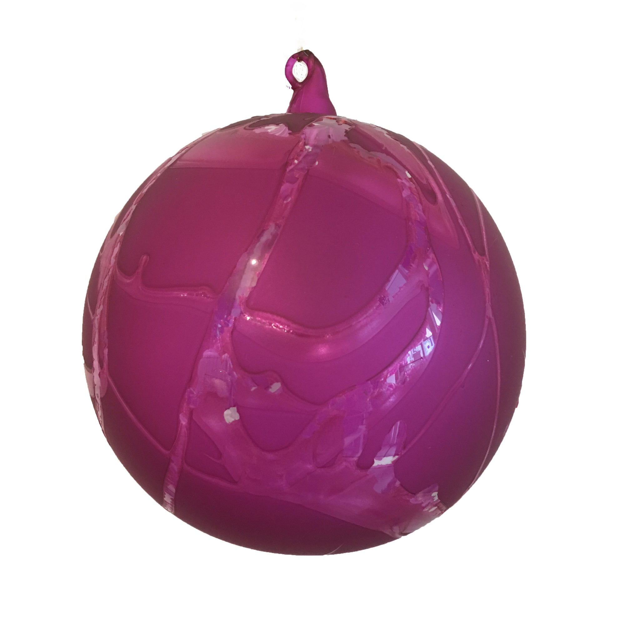  Jim Marvin "Winter Twig" Glass Ball Ornament - Magenta, JM-Jim Marvin, Putti Fine Furnishings