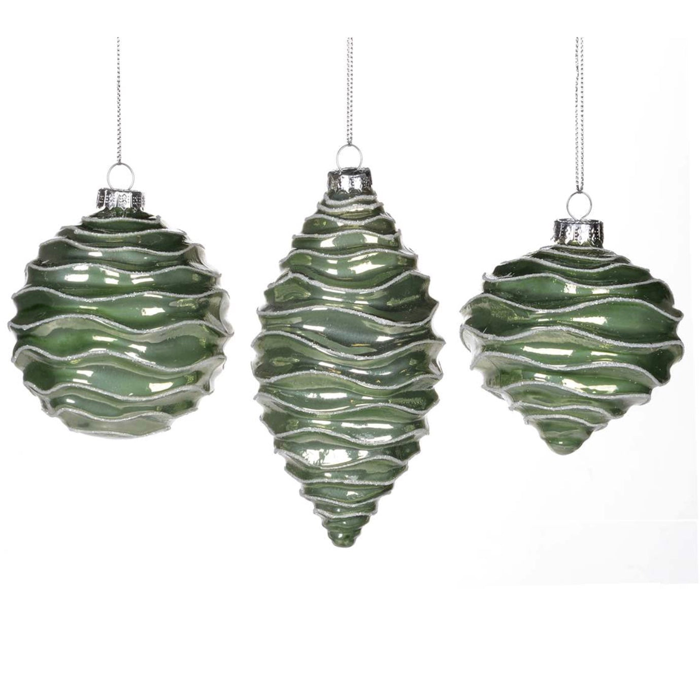 Green Wavy Ball Ornament
