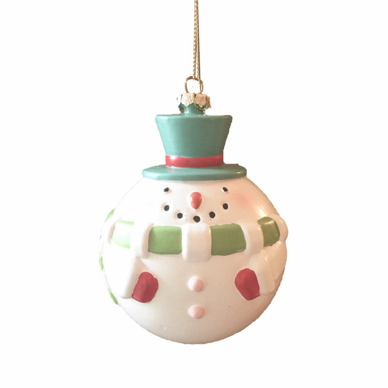 Pink and Aqua Snowman Ornament | Putti Christmas 