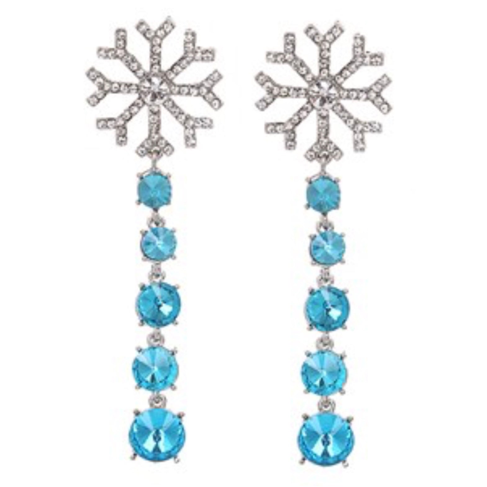 Crystal Snowflake with Aqua Drops Earrings  | Putti Fine Fashions 
