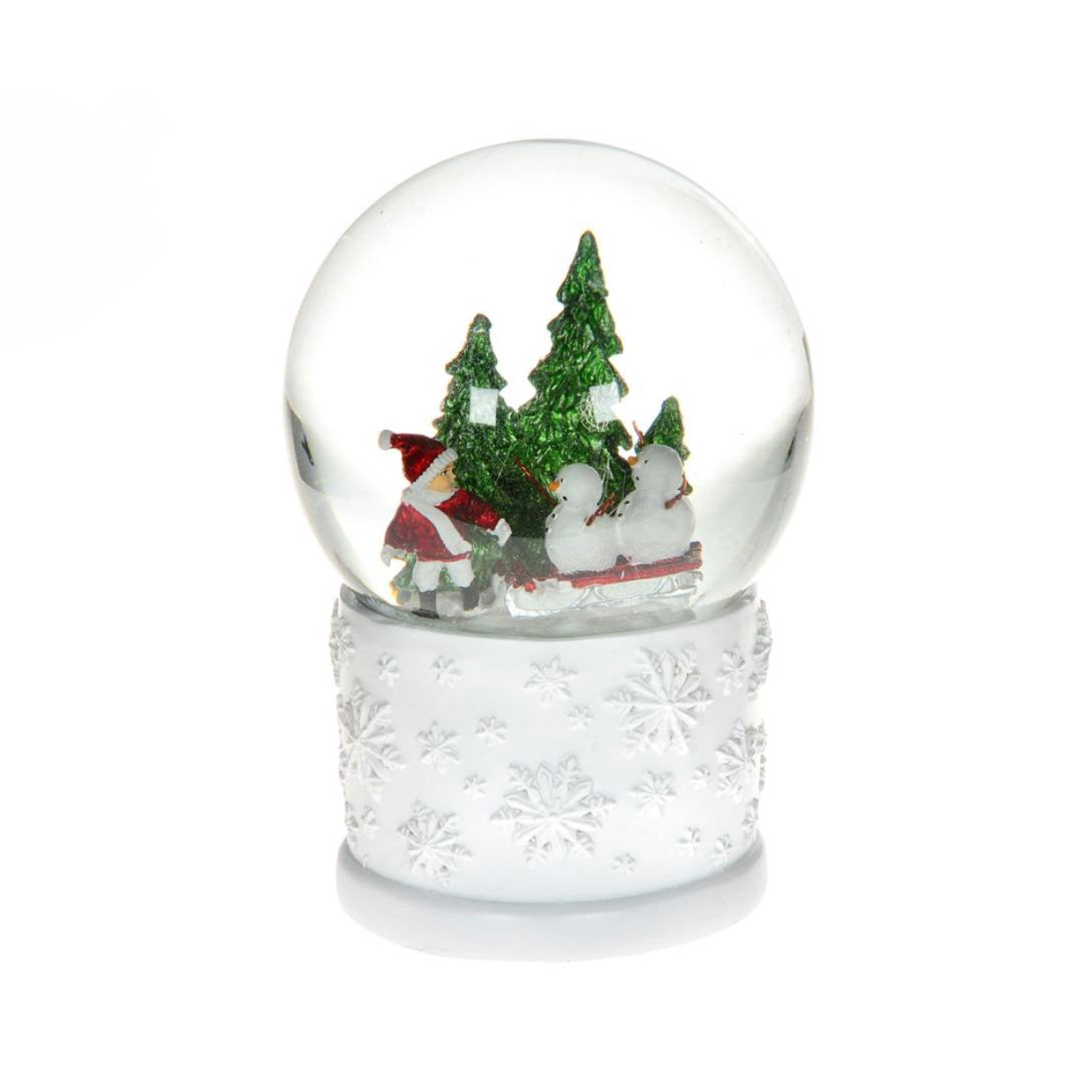 Child with Snowmen on Sleigh Snow Globe | Putti Christmas Canada