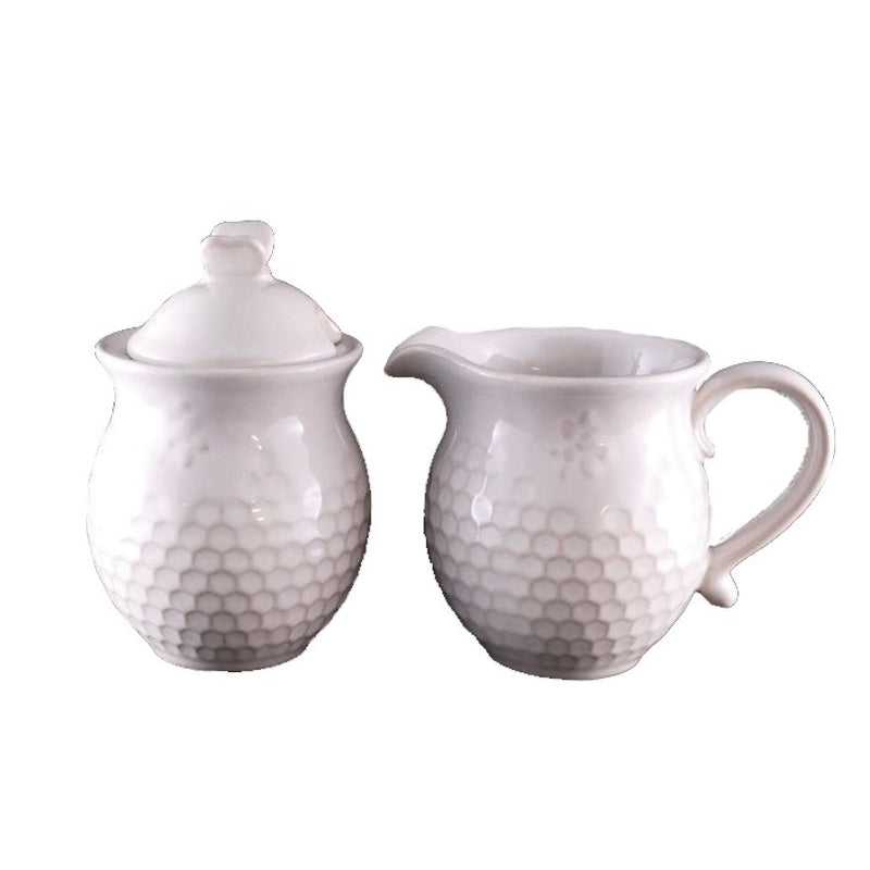 White Beehive Cream and Sugar  - 2pc set |  Putti Fine Furnishings Canada